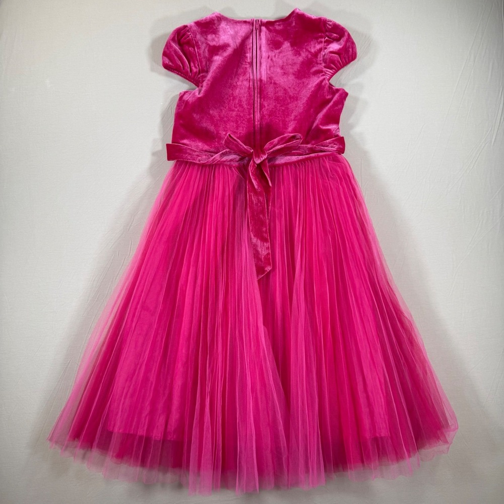 Biscotti Collezioni Girls Hot Pink Velvet Tulle Formal Party Dress Size 10 - Picture 4 of 7